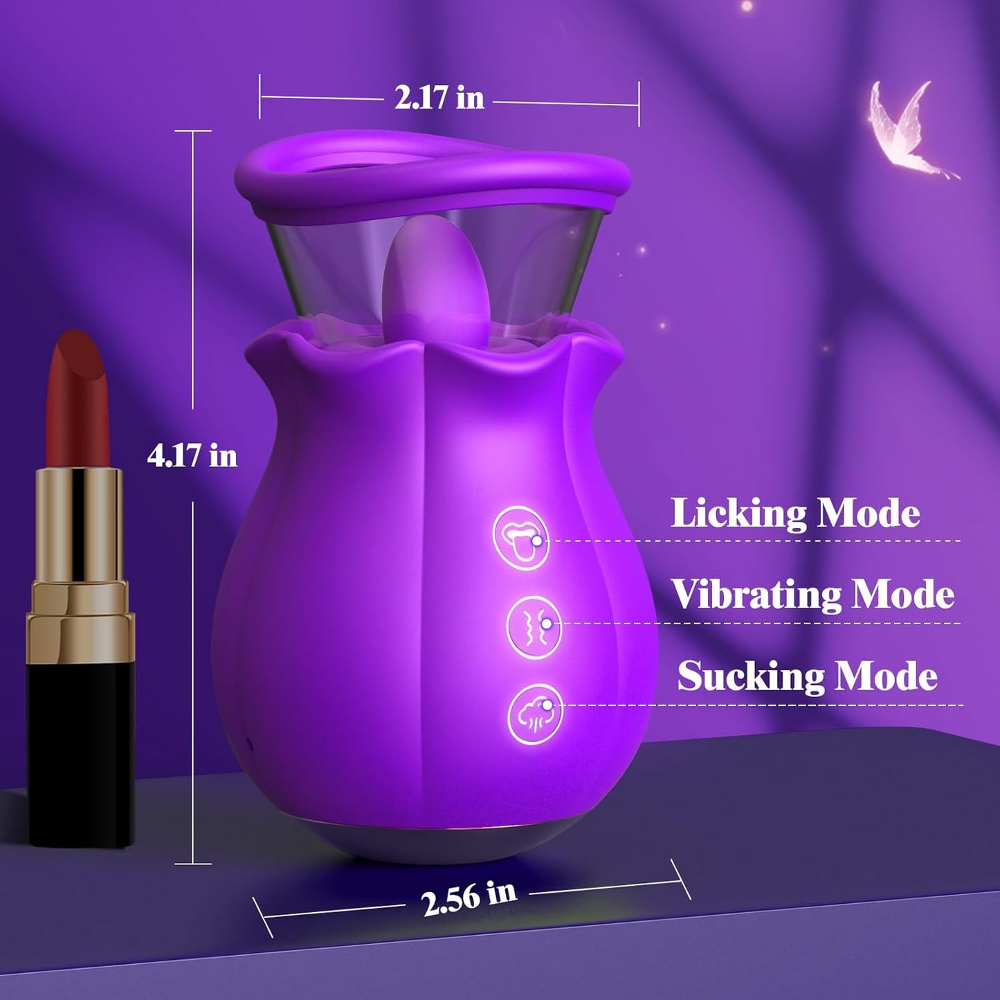 Eveandlove Sucking Vibrator - 3 in 1, Removable Cup, 360° Rotation G spot Vibrator with 9 Tongue Licking & Vibration & 3 Suctions