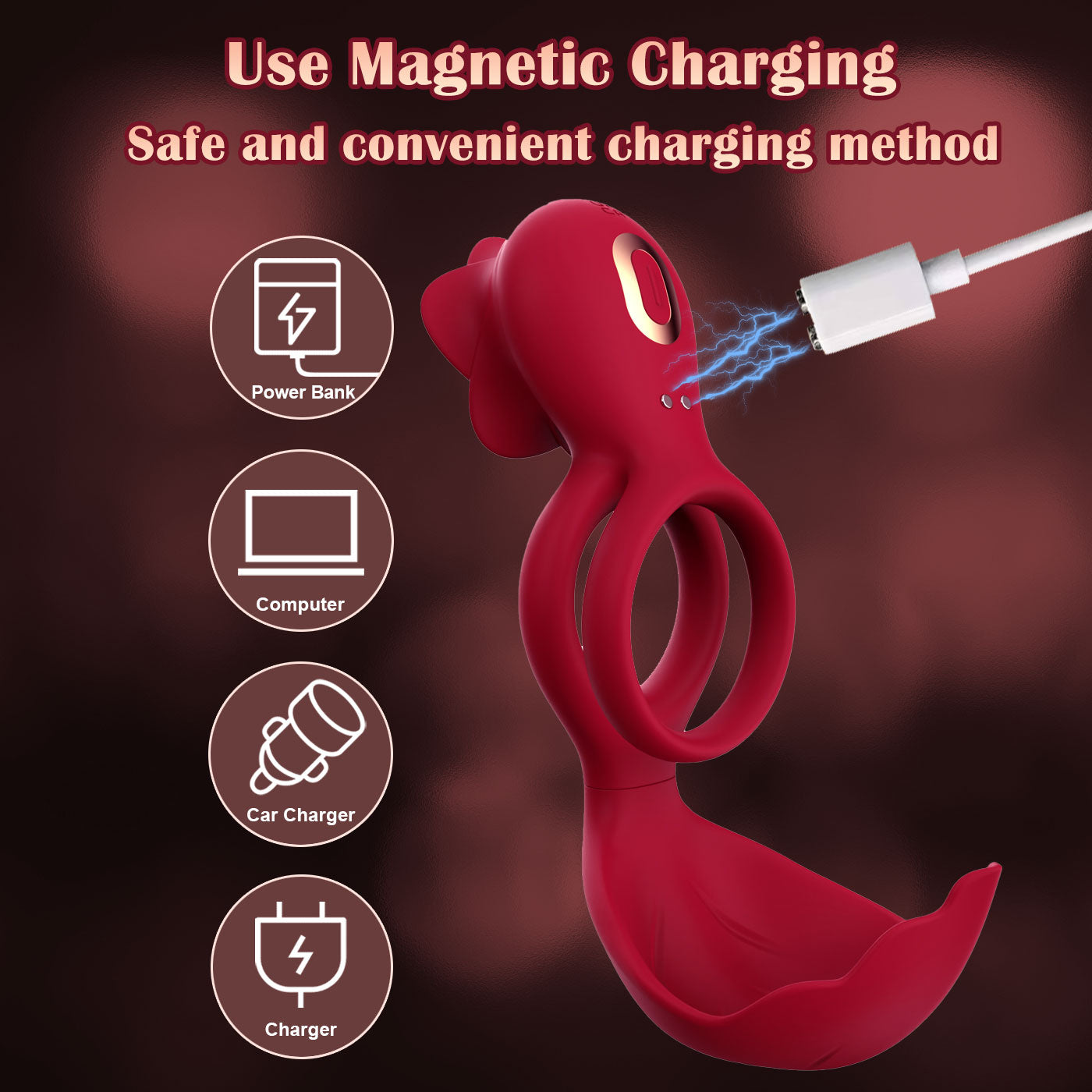 Eveandlove Waterproof Dual-Stimulation Cock Ring – 12 Vibration Modes for Enhanced Pleasure