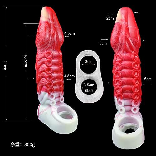 Eveandlove 8.27 Octopus Penis Extender Sleeve – Realistic Silicone Enlargement Sleeve with Penis Ring for Men