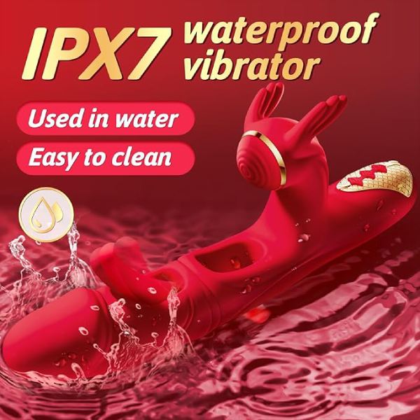 Eveandlove Double Tongue Licking & Vibrating Dildo - 7 Flapping Modes & 10 Vibrations for G-Spot & Clitoral Stimulation