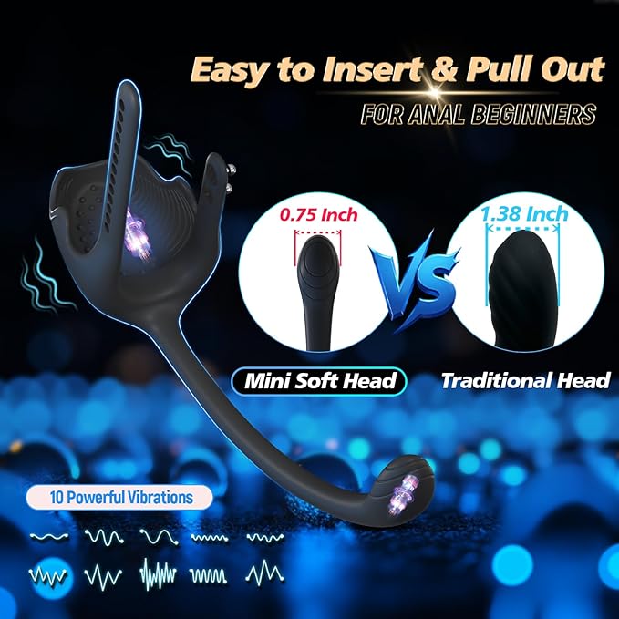 Eveandlove Prostate & Taint Stimulator - Adjustable Vibrating Cock Ring & Remote Control Anal Massager