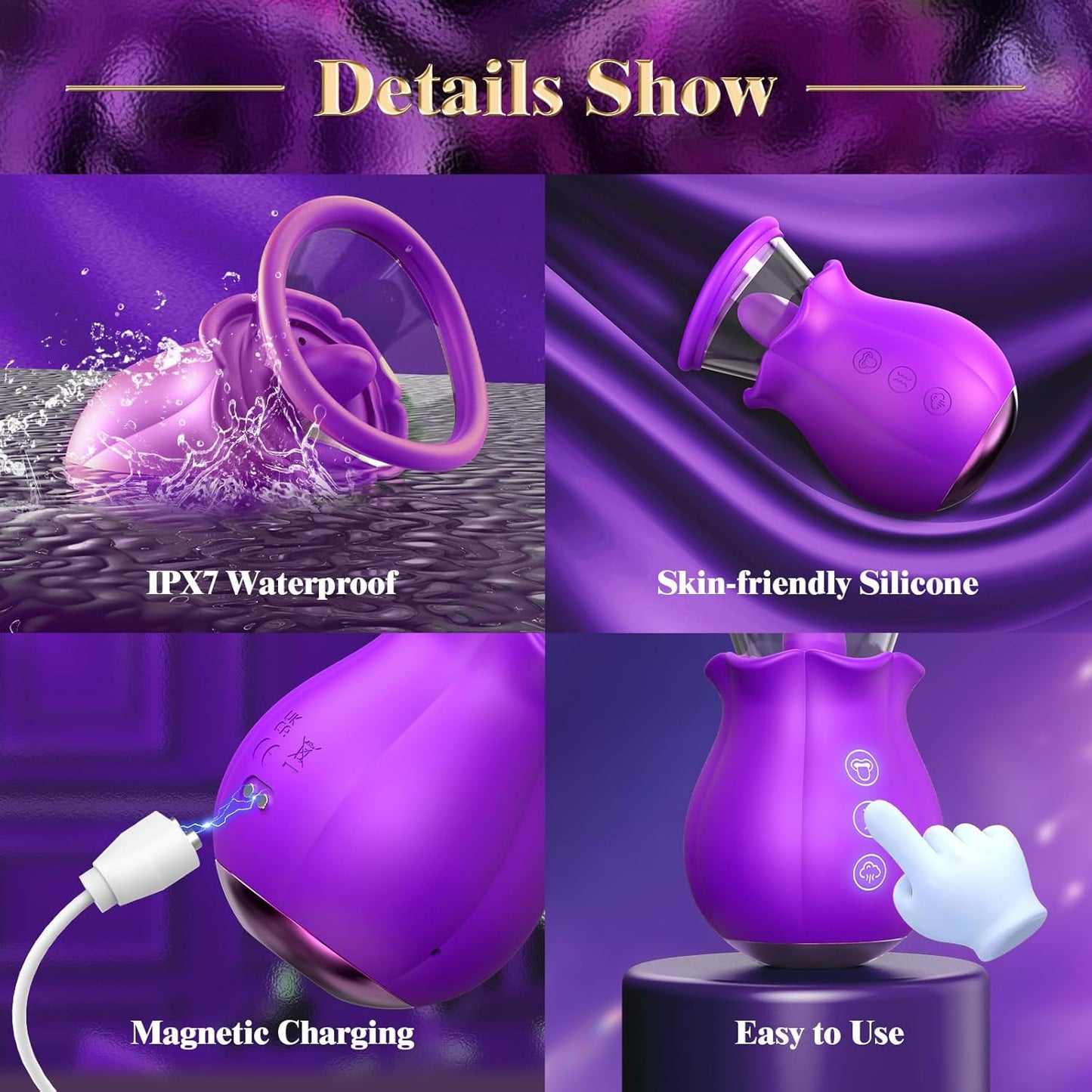 Eveandlove Sucking Vibrator - 3 in 1, Removable Cup, 360° Rotation G spot Vibrator with 9 Tongue Licking & Vibration & 3 Suctions