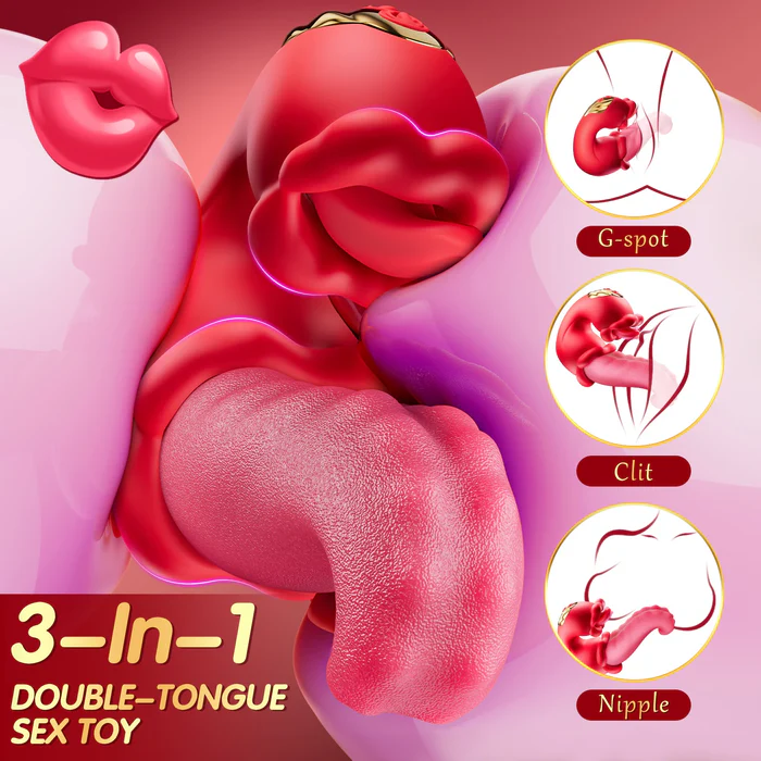Eveandlove Twin Rose Thrusting G Spot Vibrator - Tongue Teasing & Vibrating