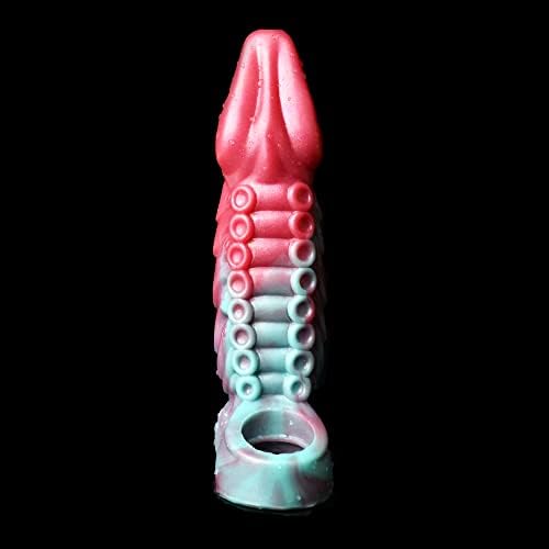Eveandlove 8.27 Octopus Penis Extender Sleeve – Realistic Silicone Enlargement Sleeve with Penis Ring for Men