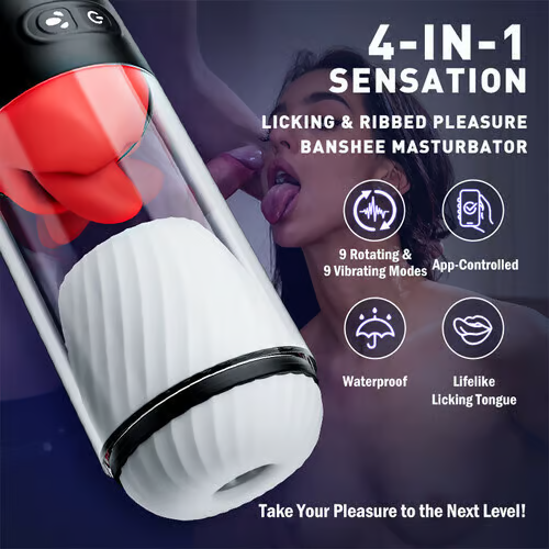 Eveandlove App Controlled Male Masturbator with 9 Tongue Licking & Vibration Modes