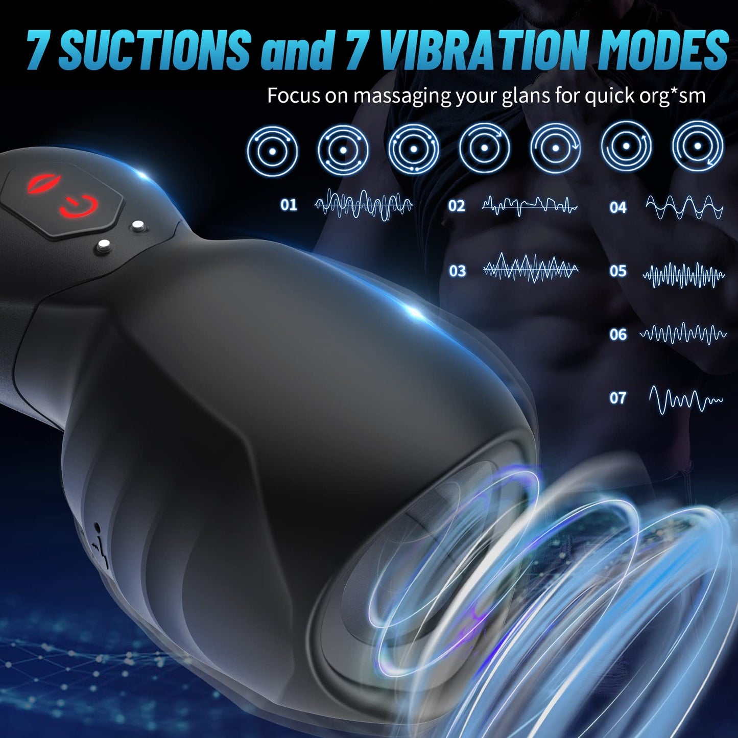 Eveandlove Penis Pump Glans Training Tool with 7 Vibration Modes 7 Suctions