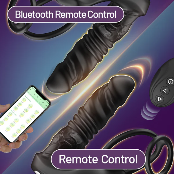 Eveandlove Bluetooth App Control 9 Vibrating Thrusting Dual Ring Prostate Massager