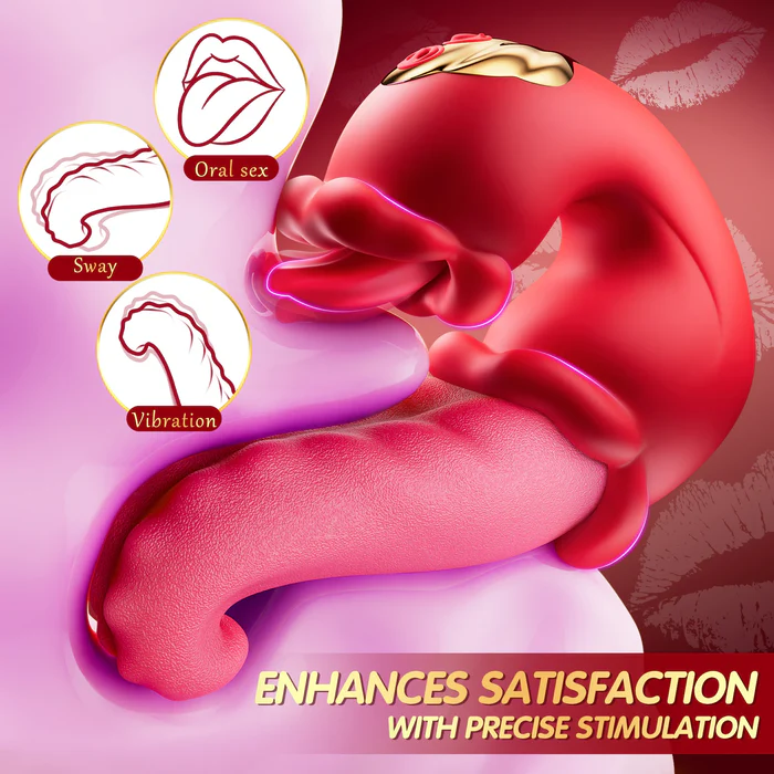 Eveandlove Twin Rose Thrusting G Spot Vibrator - Tongue Teasing & Vibrating