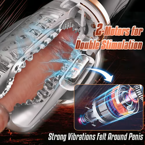 Eveandlove Rocket Sucking & Vibrating Transparent Dual Motor Male Masturbation Cup