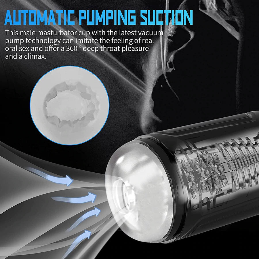 Eveandlove Automatic Penis Masturbation Blowjob Cup with 7 Oral-Suction & 7 Vibration Modes