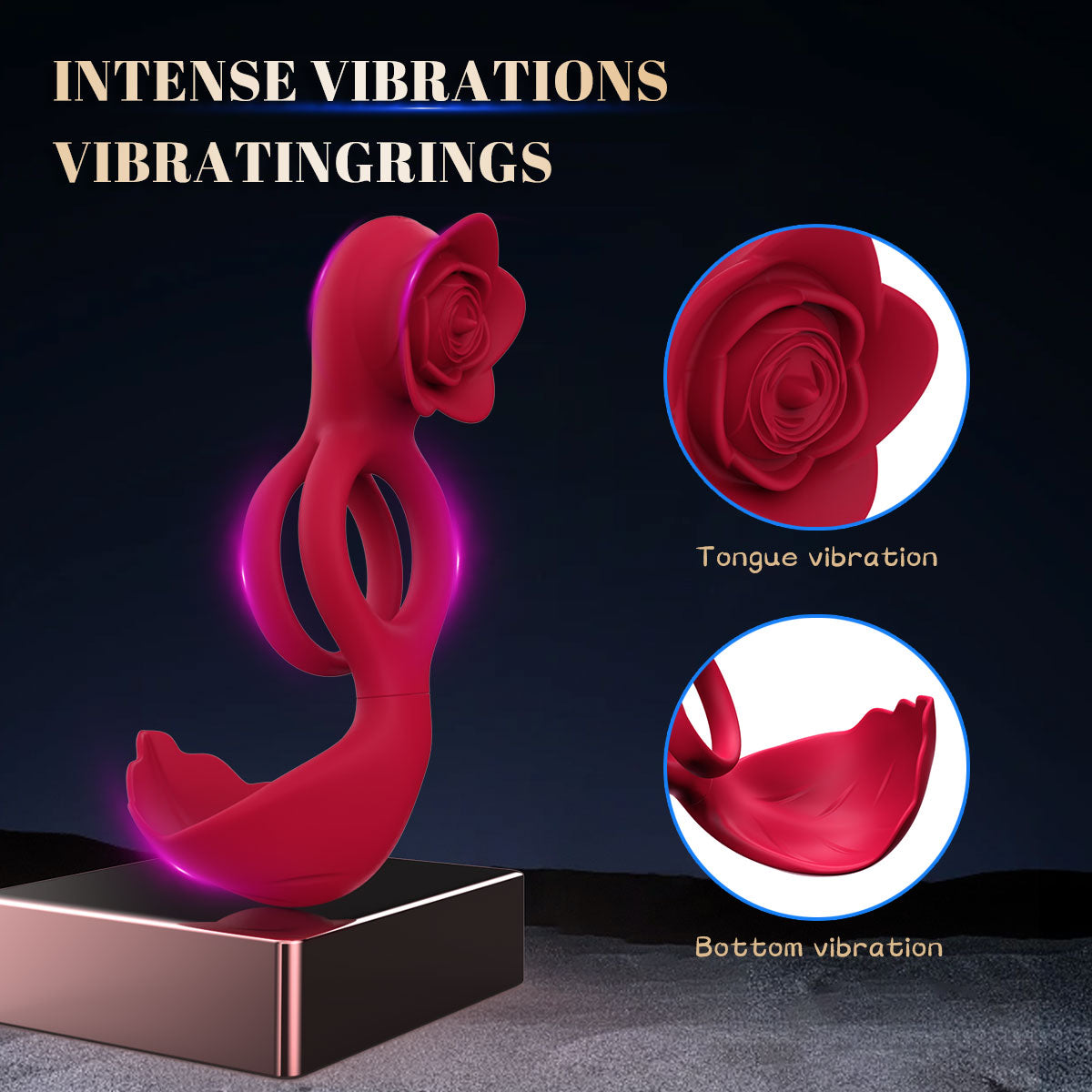Eveandlove Waterproof Dual-Stimulation Cock Ring – 12 Vibration Modes for Enhanced Pleasure