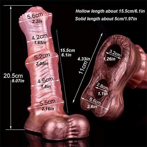 Eveandlove 8.07in Horse Penis Extender Sleeve – Realistic Silicone Enlargement Sleeve with Cock Ring for Men (Brown)