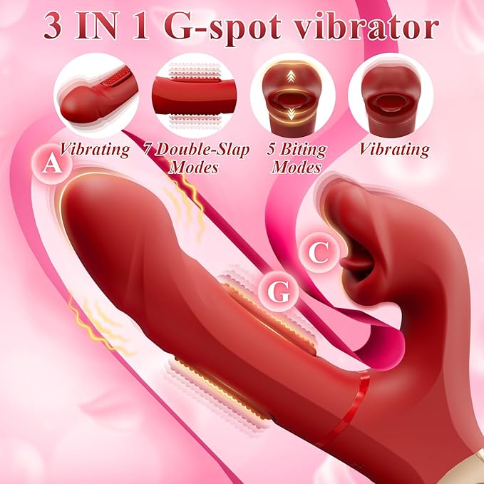 Eveandlove G Spot Vibrato: 3 in 1 Tongue Rose Clitoral Vibrator, 7 Flapping & 5 Biting Vibration Modes