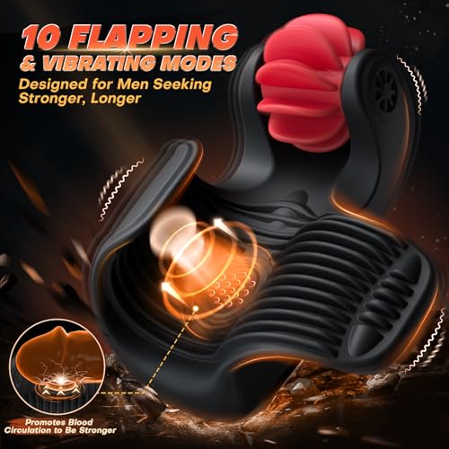 Eveandlove 10 Licking & 10 Flapping & 10 Vibrating Super Soft Male Penis Training Vibrator