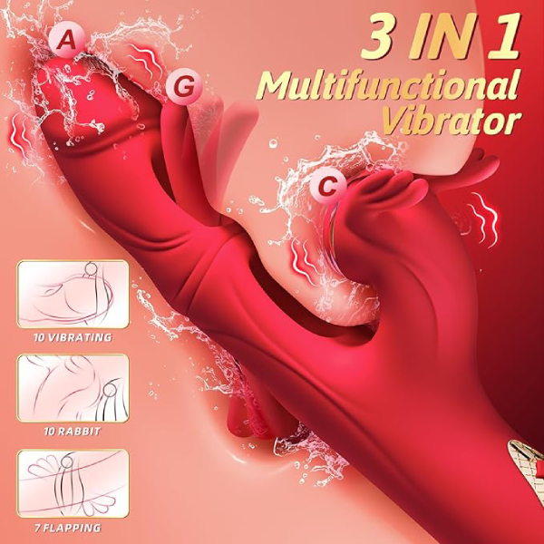 Eveandlove Double Tongue Licking & Vibrating Dildo - 7 Flapping Modes & 10 Vibrations for G-Spot & Clitoral Stimulation