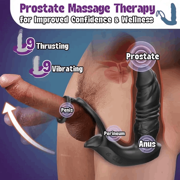 Eveandlove Bluetooth App Control 9 Vibrating Thrusting Dual Ring Prostate Massager
