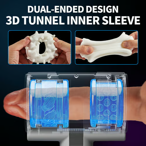 Eveandlove Double-Ended Handheld Vibrating Thrusting & Rotating Automatic Male Masturbator