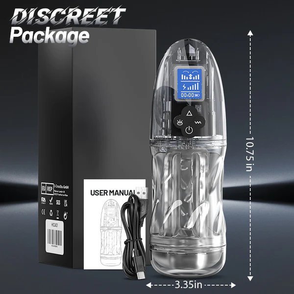 Eveandlove Fully Transparent Vibrating Sucking Voice Male Mechanical Stroker