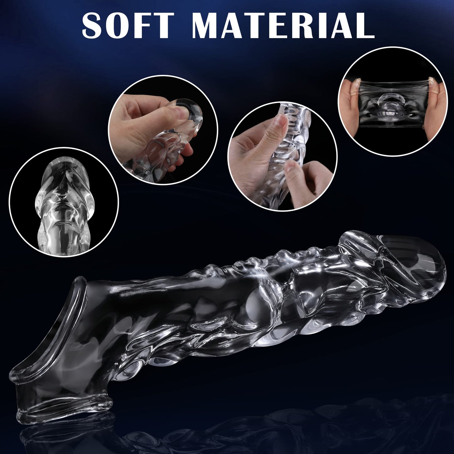 Eveandlove 3.6 inch Clear Reusable Penis Sleeve with Vibrator Penis Ring