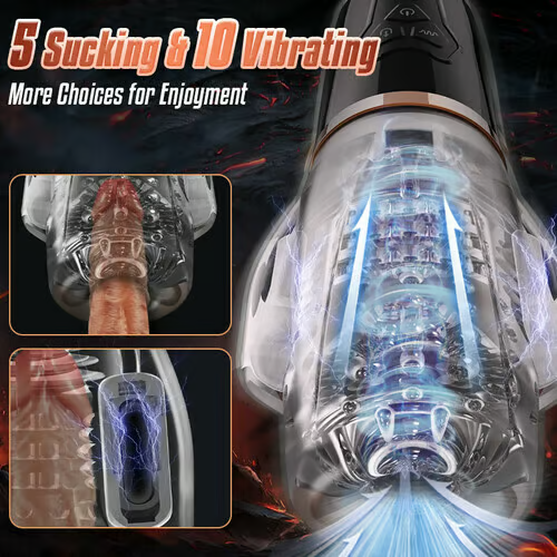 Eveandlove Rocket Sucking & Vibrating Transparent Dual Motor Male Masturbation Cup