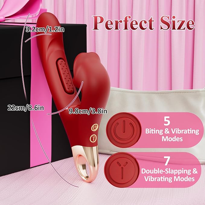 Eveandlove G Spot Vibrato: 3 in 1 Tongue Rose Clitoral Vibrator, 7 Flapping & 5 Biting Vibration Modes