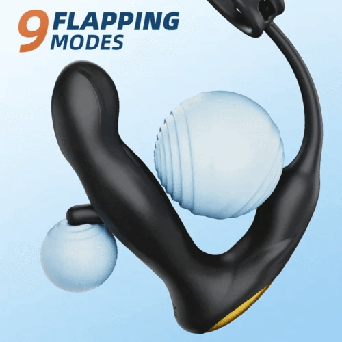Eveandlove Hollow Flapping Vibrating Silicone Prostate Massager with Cock Ring