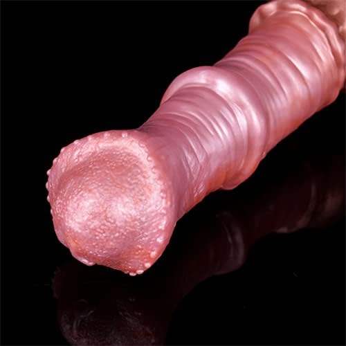 Eveandlove 8.07in Horse Penis Extender Sleeve – Realistic Silicone Enlargement Sleeve with Cock Ring for Men (Brown)