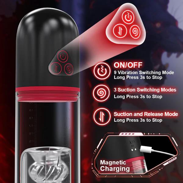 Eveandlove 9 Vibrating 9 Sucking Male Masturbator Penis Enlargement Pump