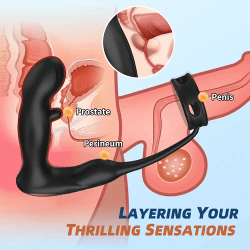 Eveandlove Hollow Flapping Vibrating Silicone Prostate Massager with Cock Ring