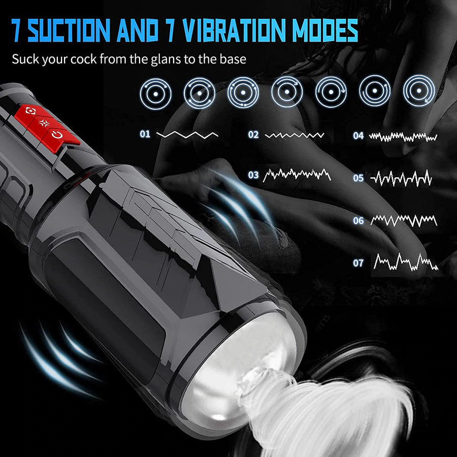 Eveandlove Automatic Penis Masturbation Blowjob Cup with 7 Oral-Suction & 7 Vibration Modes