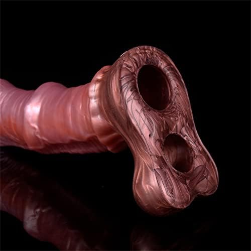 Eveandlove 8.07in Horse Penis Extender Sleeve – Realistic Silicone Enlargement Sleeve with Cock Ring for Men (Brown)