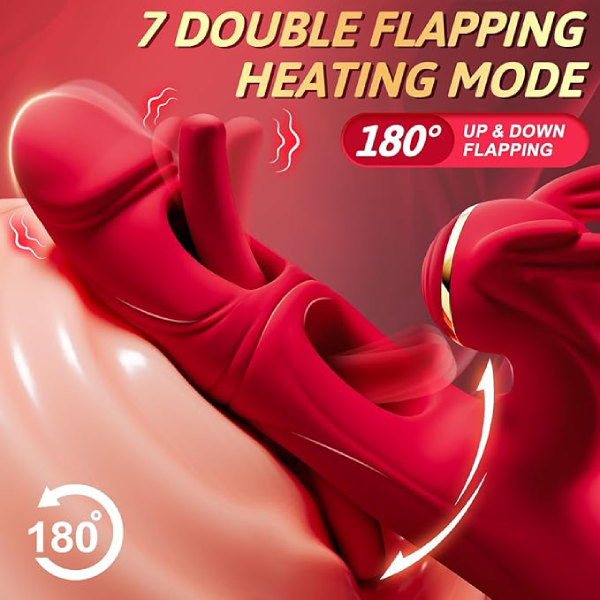 Eveandlove Double Tongue Licking & Vibrating Dildo - 7 Flapping Modes & 10 Vibrations for G-Spot & Clitoral Stimulation