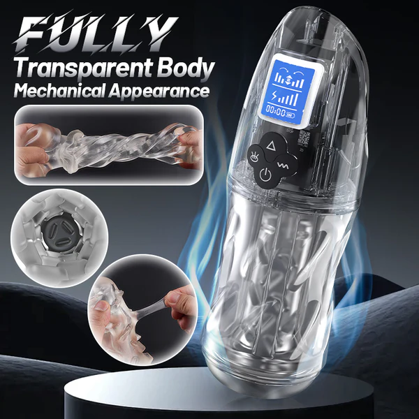 Eveandlove Fully Transparent Vibrating Sucking Voice Male Mechanical Stroker