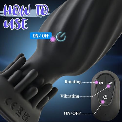 Eveandlove Rotating Anal Plug – 10 Vibration & Rotation Modes Prostate Massager with Tentacle Design & Remote Control