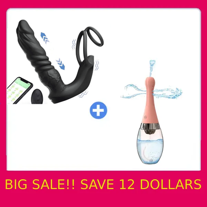 Eveandlove Bluetooth App Control 9 Vibrating Thrusting Dual Ring Prostate Massager