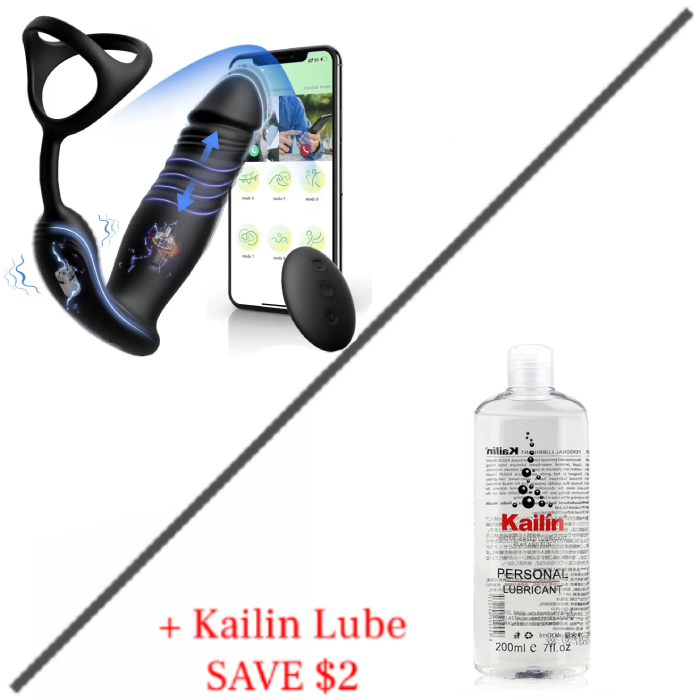 Eveandlove 6 Mode Prostate Massager with Cock Ring, App and Remote Control for Couples