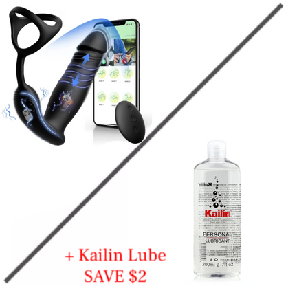 Eveandlove 6 Mode Prostate Massager with Cock Ring, App and Remote Control for Couples