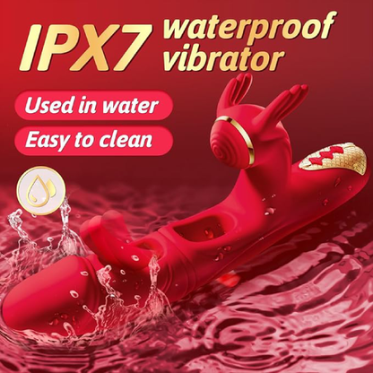 Eveandlove Double Tongue Licking & Vibrating Dildo - 7 Flapping Modes & 10 Vibrations for G-Spot & Clitoral Stimulation