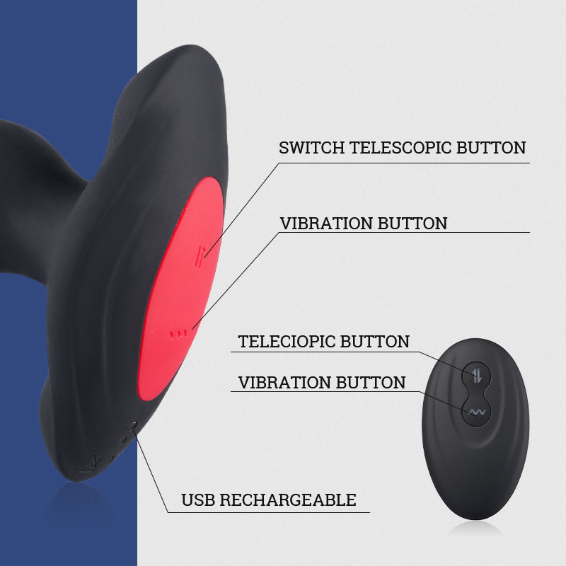 Eveandlove 3 Thrusting 10 Vibrations Anal Plug with Remote Controller