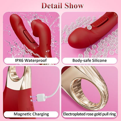 Eveandlove G Spot Vibrato: 3 in 1 Tongue Rose Clitoral Vibrator, 7 Flapping & 5 Biting Vibration Modes