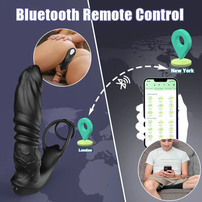 Eveandlove Bluetooth Remote Control 9 Thrusting Vibrating Prostate Massager with Penis Ring