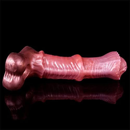 Eveandlove 8.07in Horse Penis Extender Sleeve – Realistic Silicone Enlargement Sleeve with Cock Ring for Men (Brown)