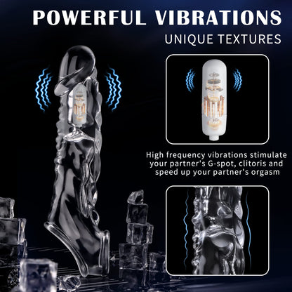 Eveandlove 3.6 inch Clear Reusable Penis Sleeve with Vibrator Penis Ring