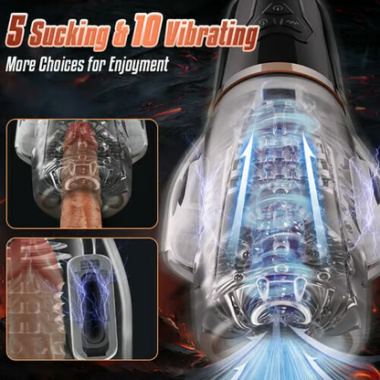 Eveandlove Rocket Sucking & Vibrating Transparent Dual Motor Male Masturbation Cup