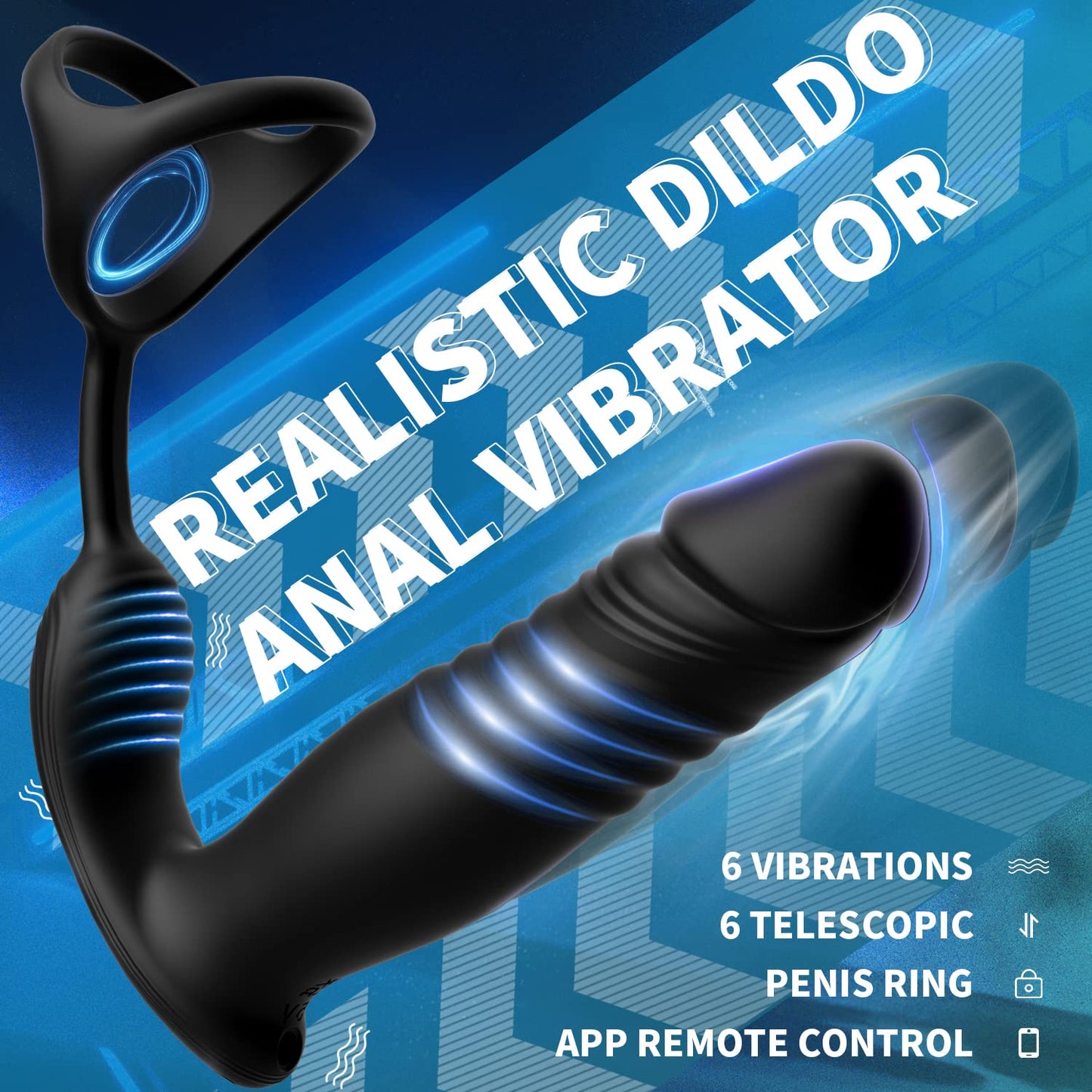 Eveandlove 6 Mode Prostate Massager with Cock Ring, App and Remote Control for Couples