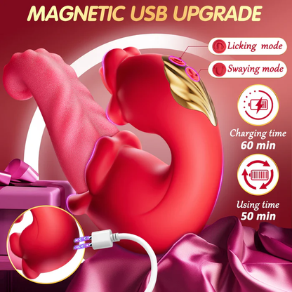 Eveandlove Twin Rose Thrusting G Spot Vibrator - Tongue Teasing & Vibrating