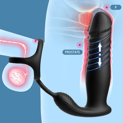 Eveandlove 6 Mode Prostate Massager with Cock Ring, App and Remote Control for Couples