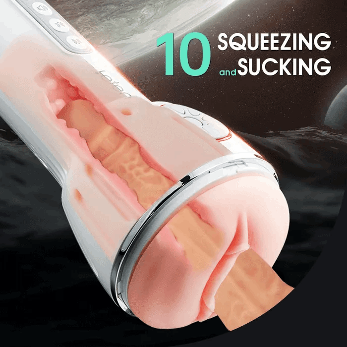 10 Squeezing Sucking Vibrating Sensations Free Lube Male Sex Toy
