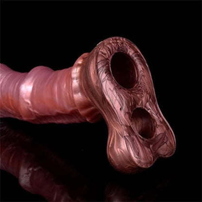Eveandlove 8.07in Horse Penis Extender Sleeve – Realistic Silicone Enlargement Sleeve with Cock Ring for Men (Brown)