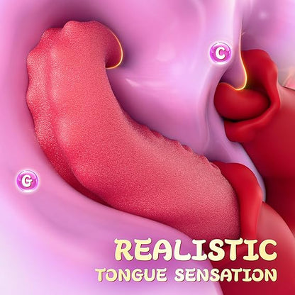 Eveandlove Rose Sex Toy: 10 Licking & Vibration Modes, G-spot Clit Stimulator& Thrusting Dildo